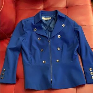 Royal blue blazer with gold buttons